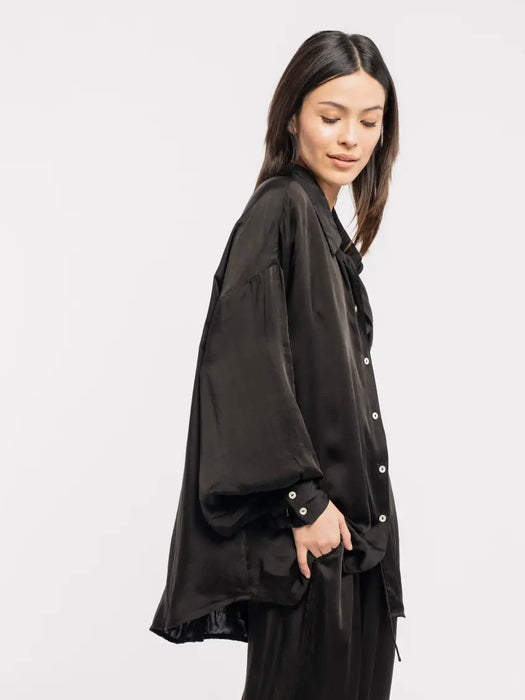 Laude the Label- Button Down Shirt, Black Cupro / Museo