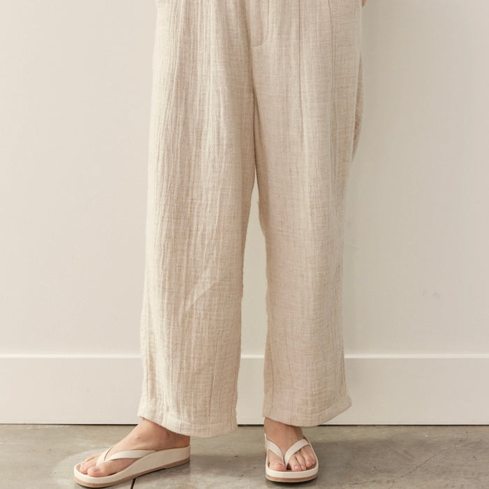 A Mente- Back Elastic Cotton Linen Blend Pants