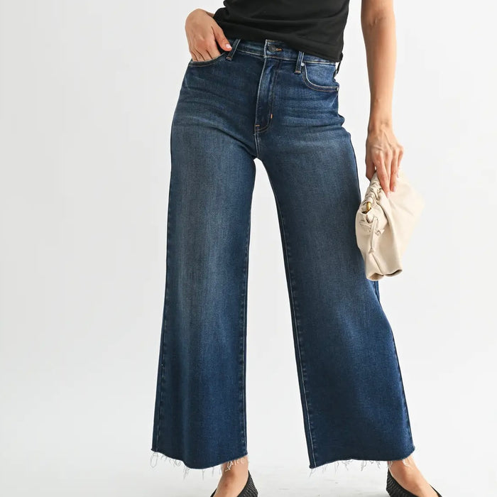 Just Black Denim-Scissor Cut Wide Leg / Dark Wash
