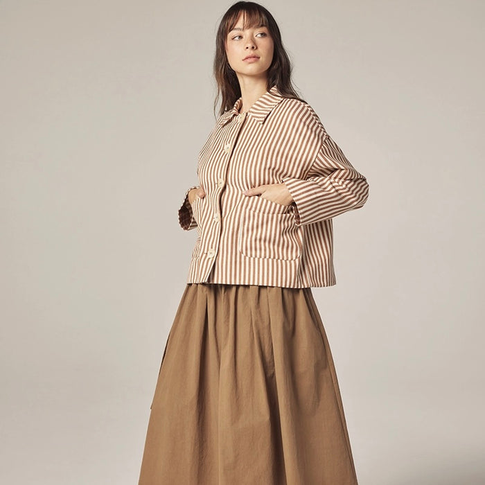 Amente- Stripe Button Down Jacket