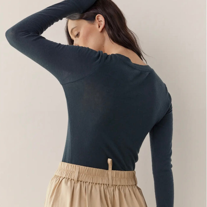 A Mente-Wool Blend Crew Neck Knit Top Pine