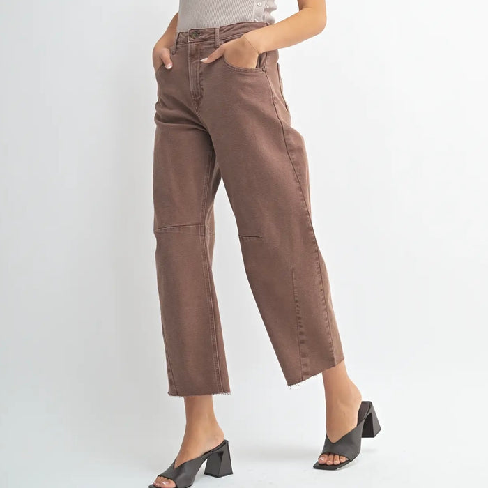 Just Black Denim-Espresso - Barrel Jean w/ Seams