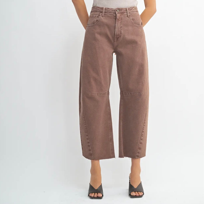 Just Black Denim-Espresso - Barrel Jean w/ Seams