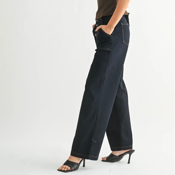 Just Black Denim- Rinse - Button Down Slim Wide