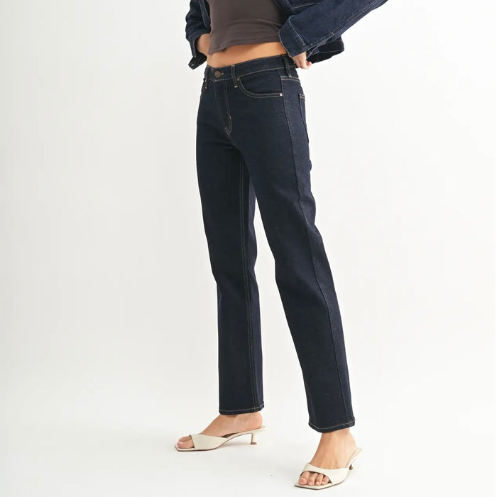 Just Black Denim- Clean Mid Rise Straight