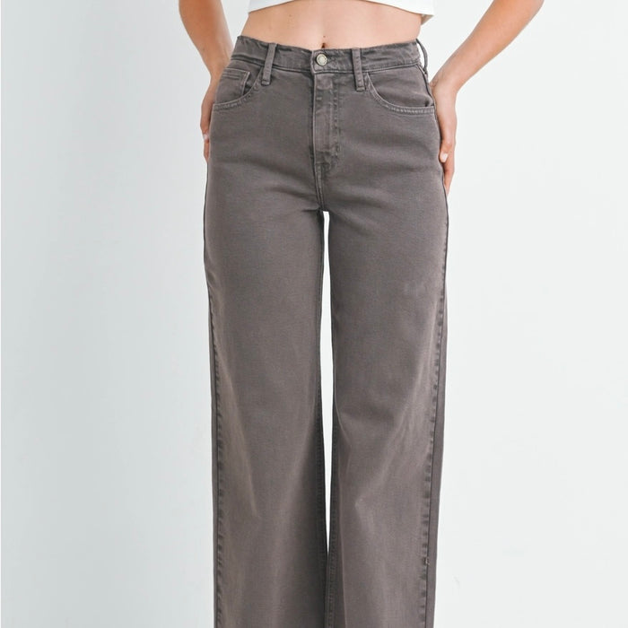 Just black Denim- Vintage Brown - Relaxed Wide Leg (extended length)