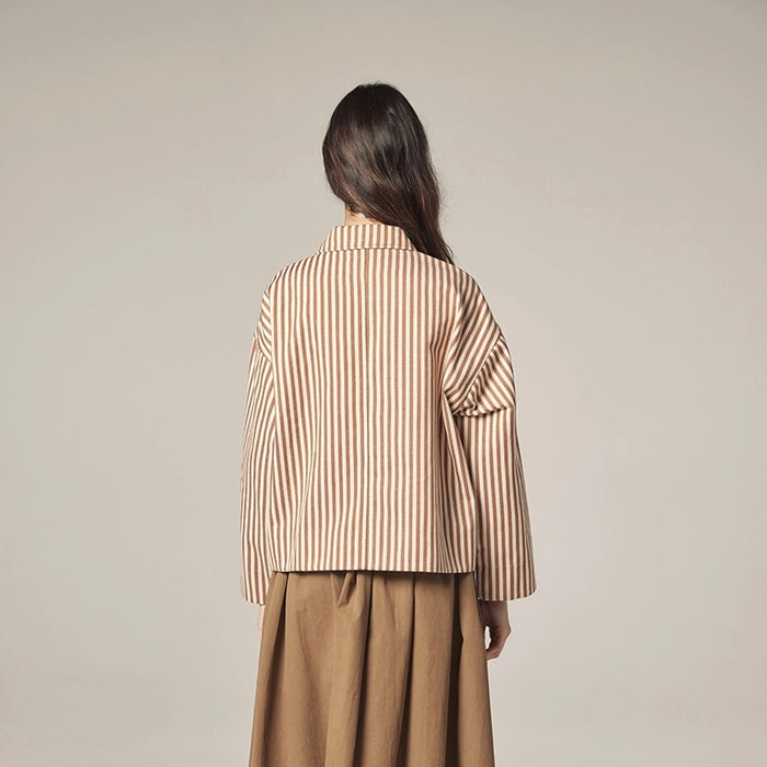 Amente- Stripe Button Down Jacket