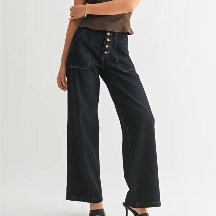 Just Black Denim- Rinse - Button Down Slim Wide