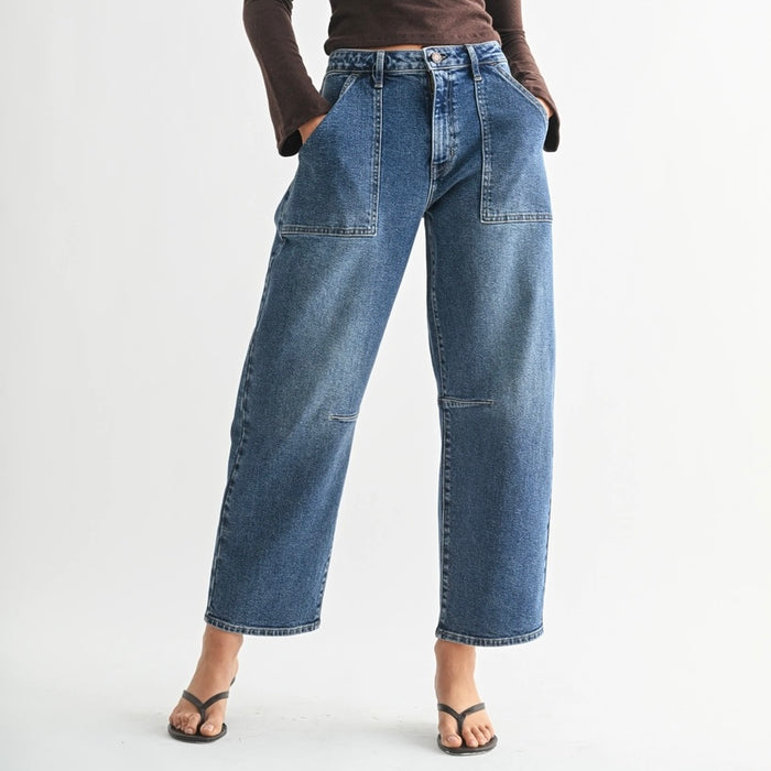 Just Black Denim-Utility Seamed Barrel / Dark Wash