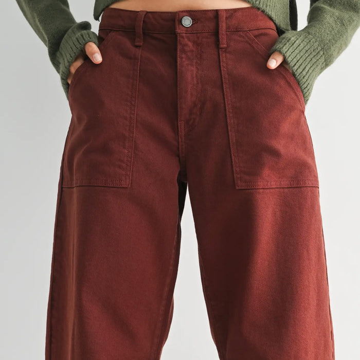 Just Black Denim- Cinnamon - Utility Seamed Barrel