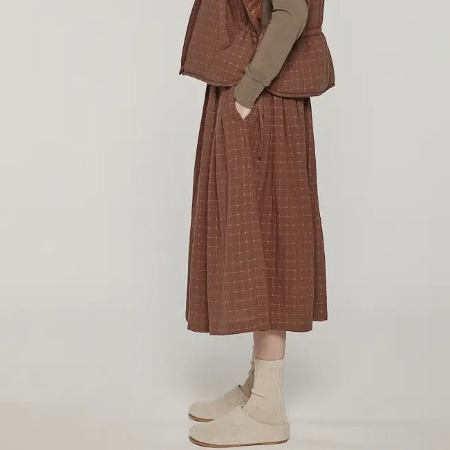 A mente- Pleated Waist Tie Skirt