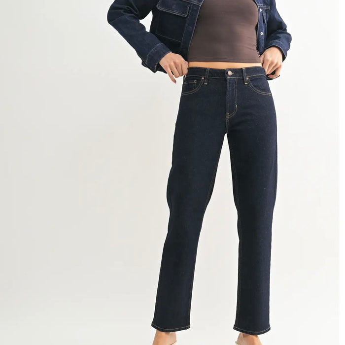 Just Black Denim- Clean Mid Rise Straight