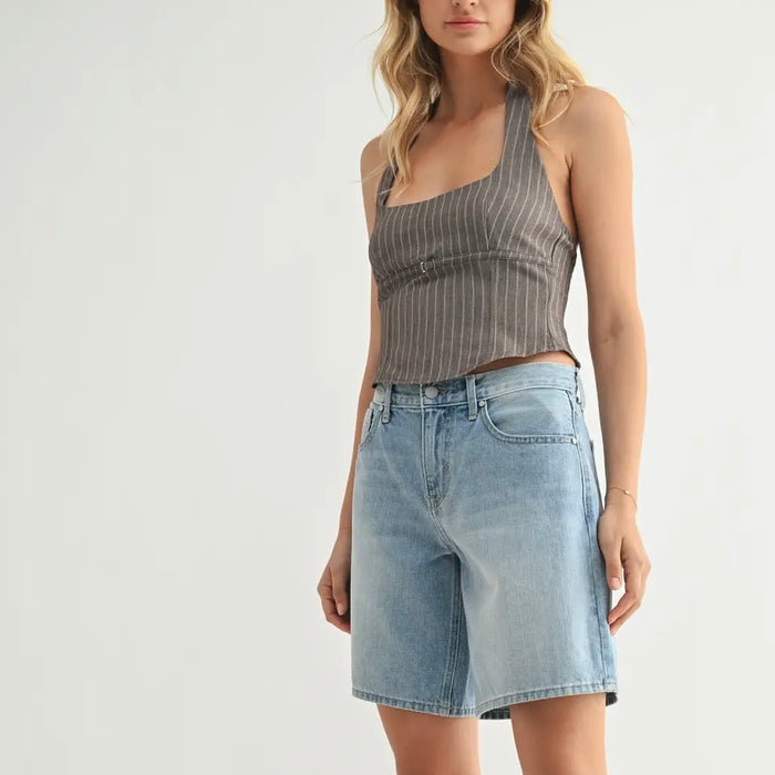 Just Black Denim- Jort Light Wash