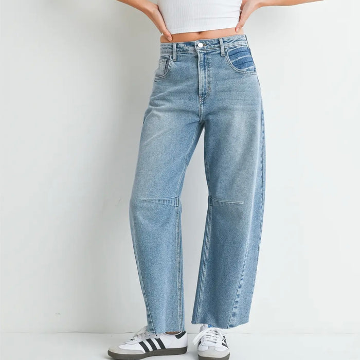 Just Black Denim- Barrel Jean w/ Seams / light wash