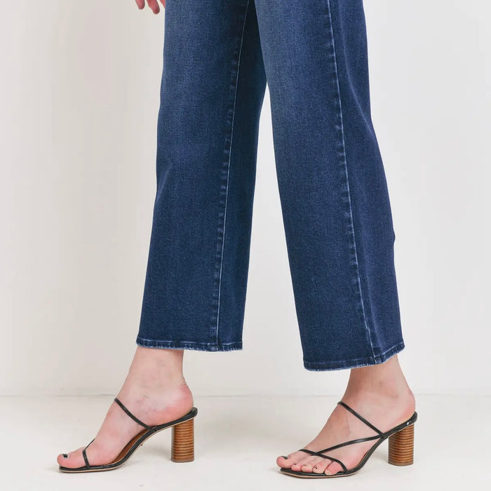 Just Black Denim- Hr Cargo Pocket Wide Leg Dark