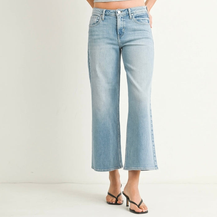 Just Black Denim- Mid Rise Slim Wide Leg /light wash