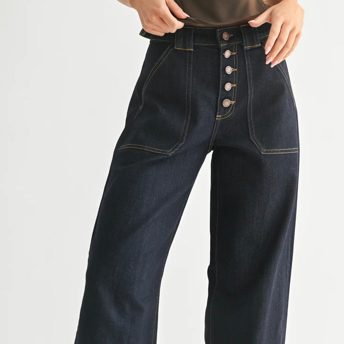 Just Black Denim- Rinse - Button Down Slim Wide