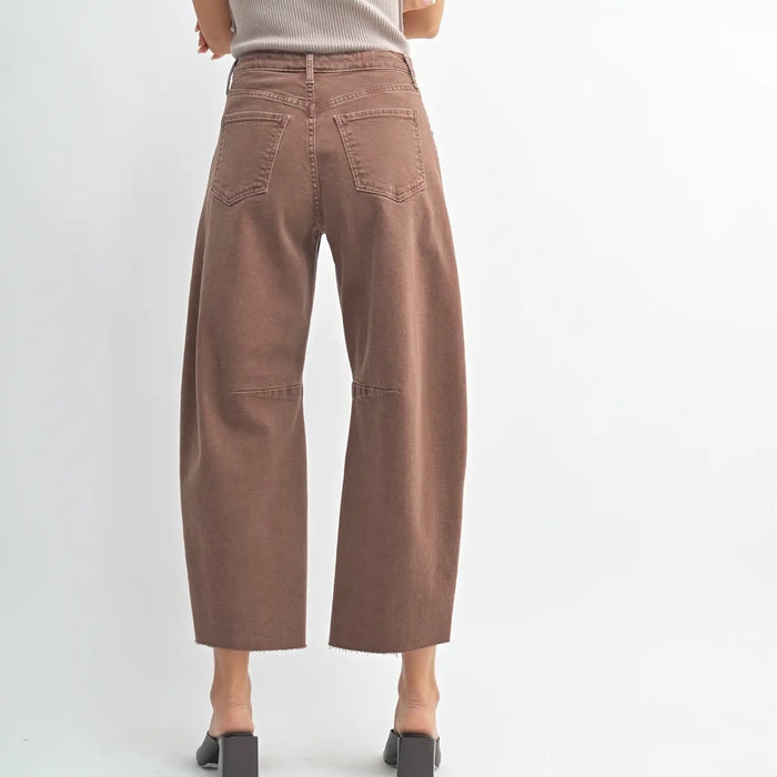 Just Black Denim-Espresso - Barrel Jean w/ Seams