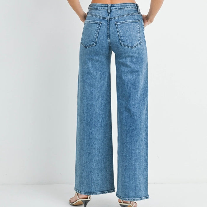 Just Black Denim-Stretchy Wide Leg Dark Wash