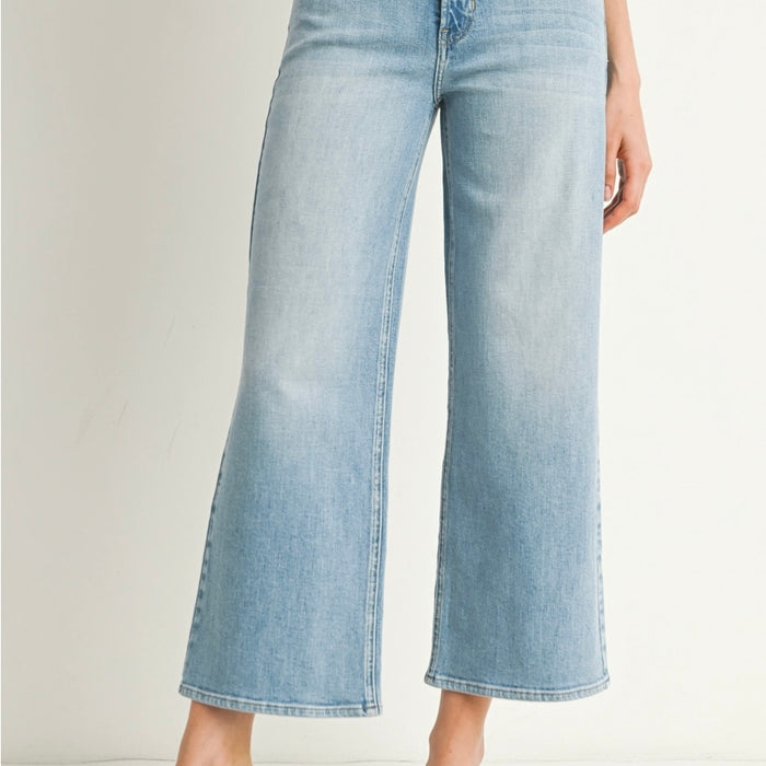 Just Black Denim- Mid Rise Slim Wide Leg /light wash