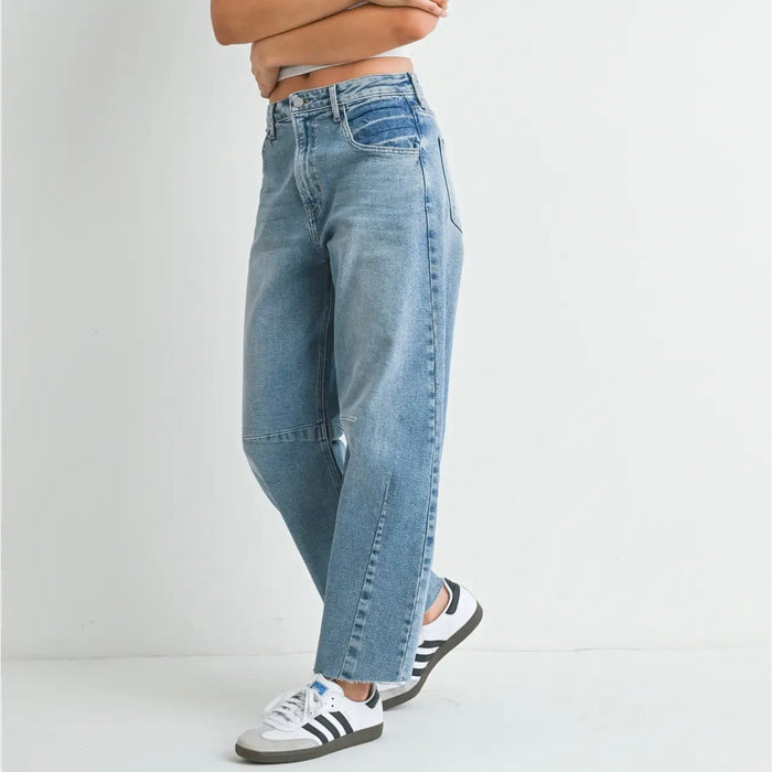 Just Black Denim- Barrel Jean w/ Seams / light wash