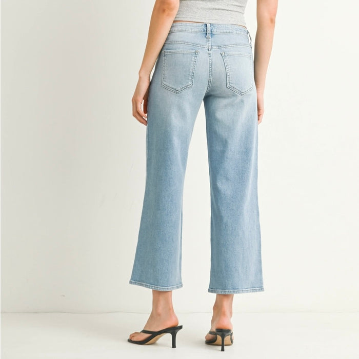 Just Black Denim- Mid Rise Slim Wide Leg /light wash
