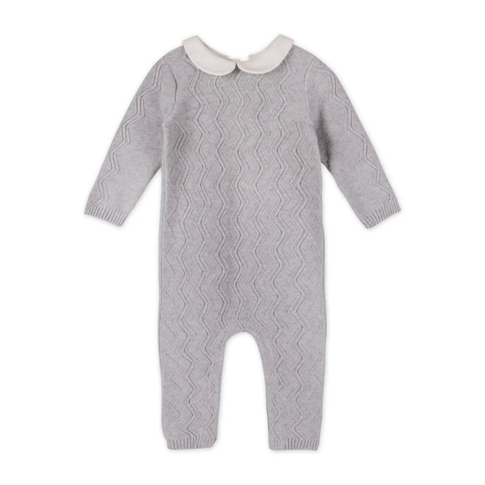 Viverano Organics- Milan Knit Peter Pan Collar Chevron Baby Jumpsuit