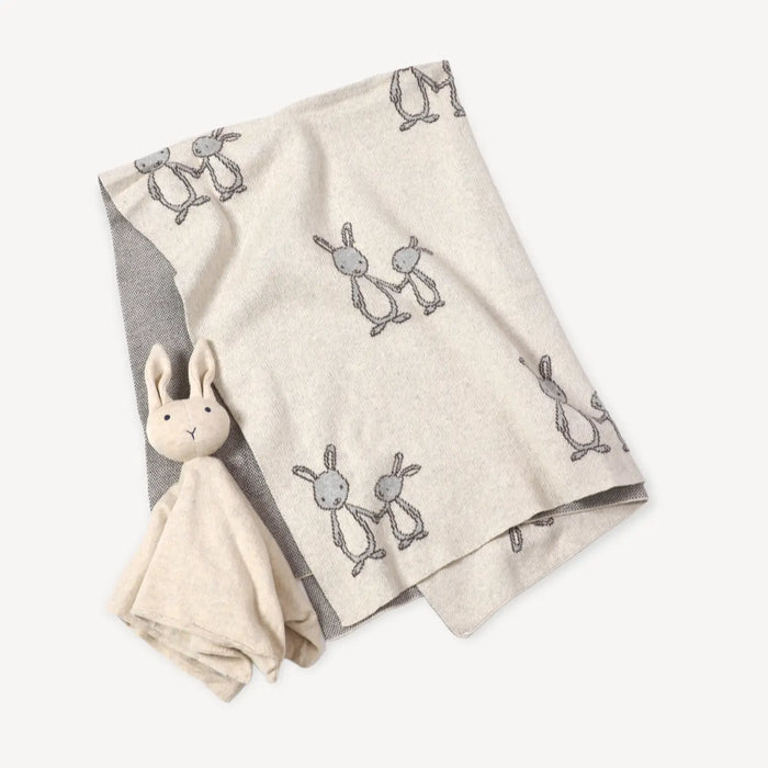 Viverano Organics-Bunny - Organic Cotton Jacquard Sweater Knit Baby Blanket