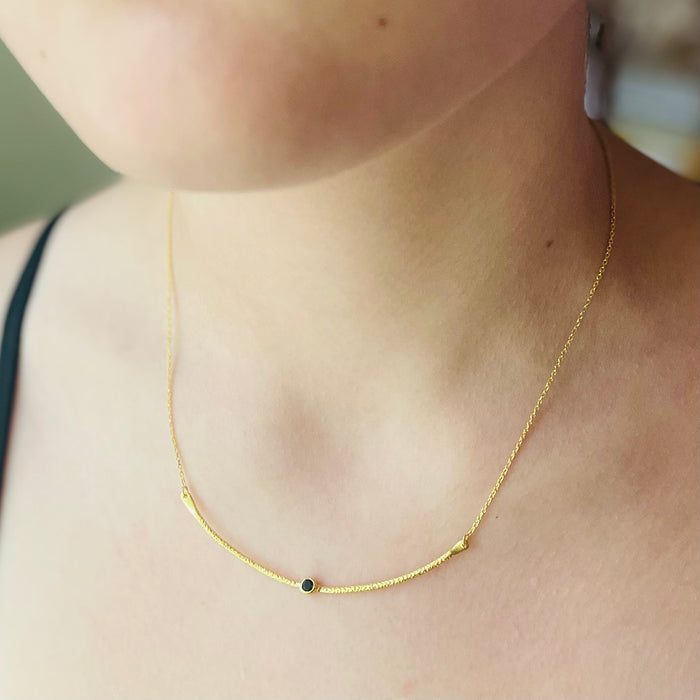 Gold + Sterling Bar & Onyx Necklace