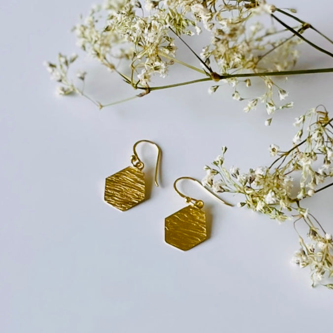 Gold/Sterling Hex Earrings
